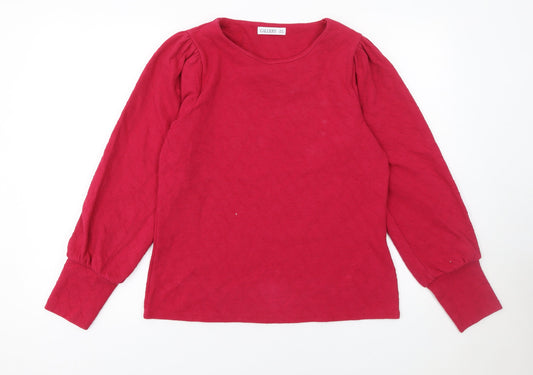 Additional front view of Gallery Women’s Red Long Sleeve Cotton Blend Jersey Blouse, size UK 12