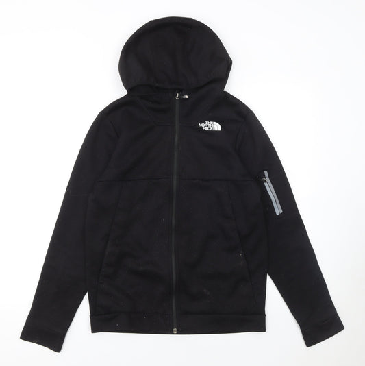Additional front view of The North Face boys’ black fleece full zip hoodie, size 18 plus