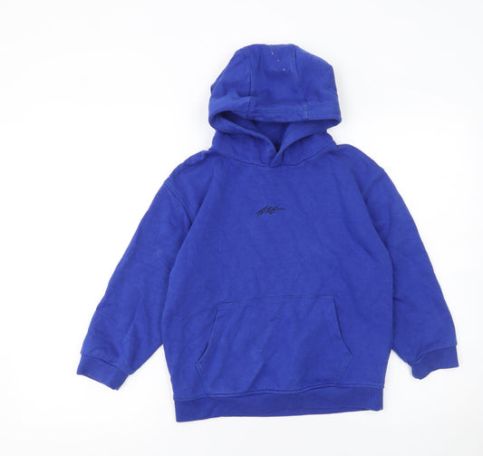 Additional front view of Next boys’ blue pullover hoodie 8 years regular fit cotton fleece