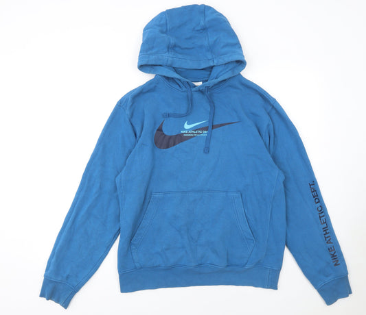 Nike Mens Blue Pullover Hoodie Size S Athletic Dept Fleece Sweatshirt