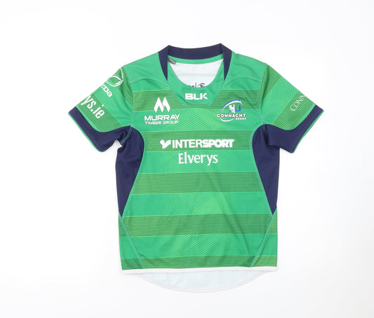 Additional front view of BLK boys’ green connacht rugby short sleeve jersey 10y athletic fit
