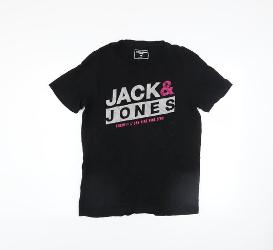 Jack & Jones Core Men's Black Graphic Short Sleeve Cotton T-Shirt M