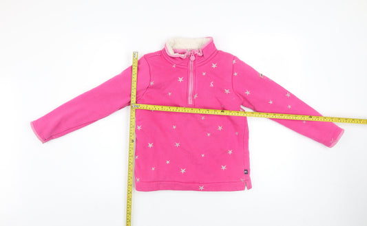 Joules Girls Pink Star 1/4 Zip Fleece Lined Jacket Age 10 Years