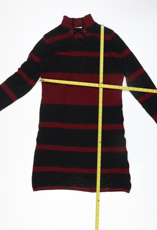 D&X Mode Women’s Black Red Striped Knit Bodycon Dress L/XL