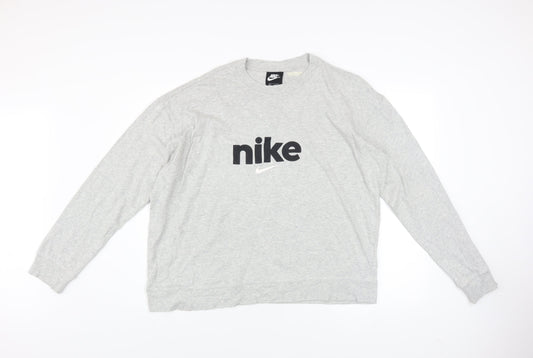 Nike Men's Grey XL Long Sleeve Cotton Crew Neck Sweatshirt