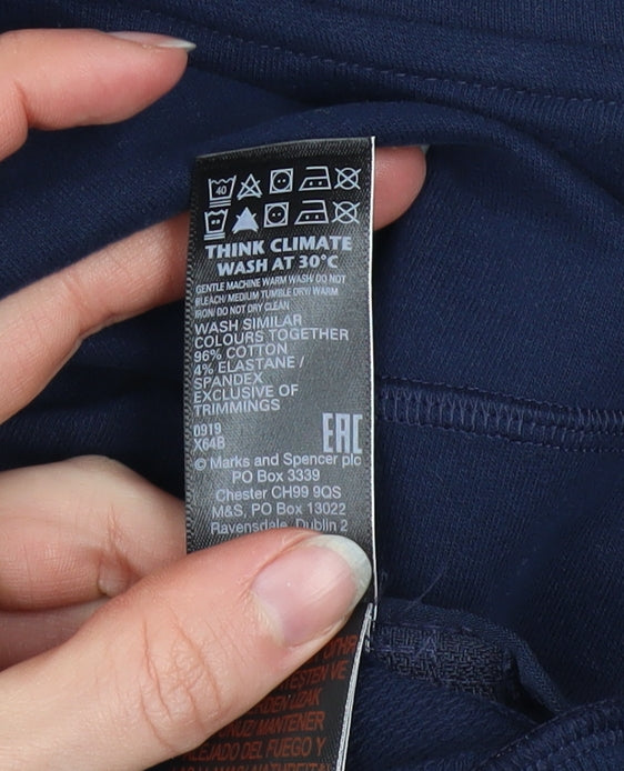 Marks and Spencer Women's Blue Hooded Track Jacket Size 22