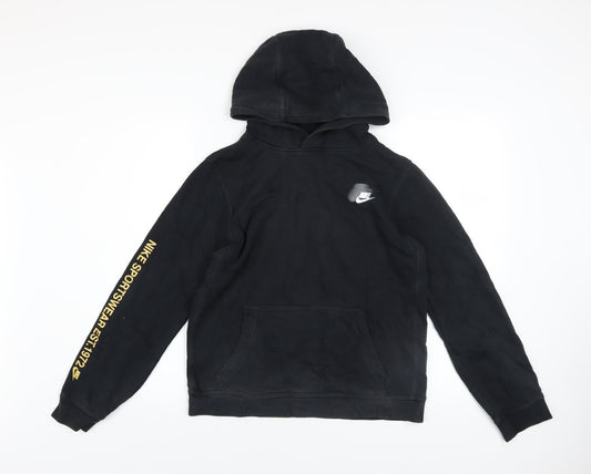 Nike Boys Black XL Pullover Hoodie with Large Logo and Fleece Lining