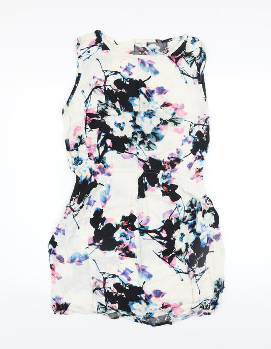 Additional front view of Jacqueline de Yong Women's Multicoloured Floral Sleeveless Shift Dress, size 10