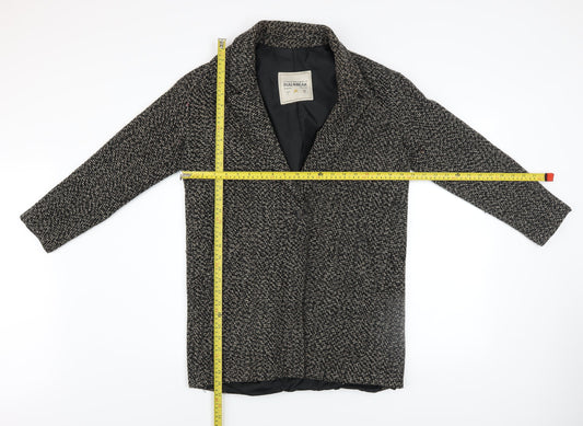 Pull & Bear Women's Black Tweed Overcoat Size S Regular Classic Style