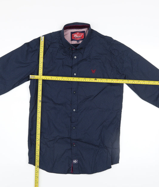 Diesel Boys Blue Polka Dot Button-Up Long Sleeve Cotton Shirt 13 Years