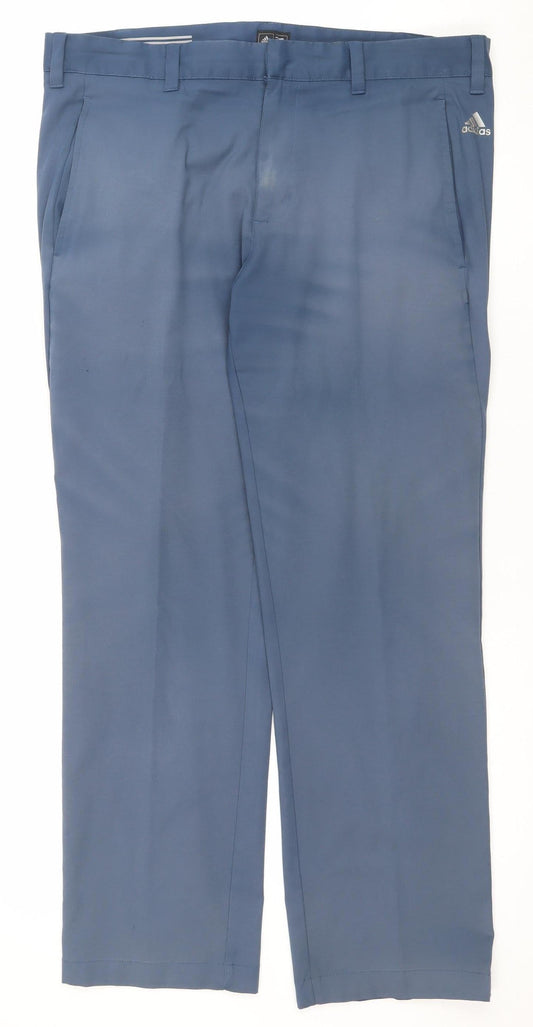 Additional front view of Adidas Men's Blue Chino Trousers 34x30 Regular Fit Lightweight