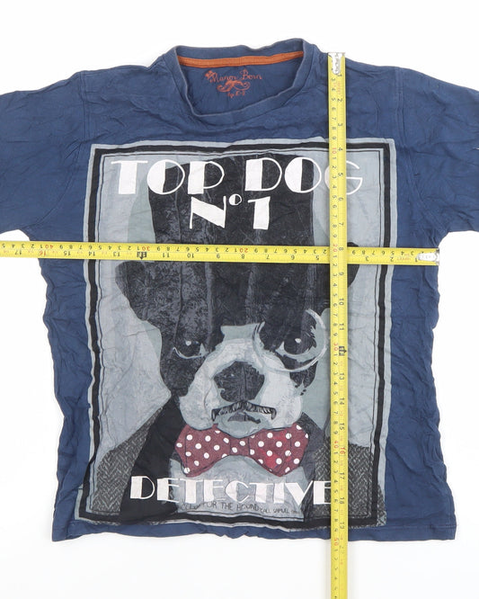 Manor Born Boys Blue Cotton Graphic Top Dog Detective T-Shirt 10-11 Years