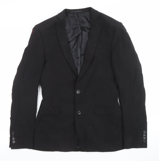 Additional front view of ASOS Women Black Regular Fit Suit Jacket, size UK 10, Classic Blazer