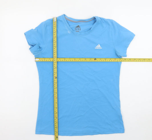 adidas Womens Blue Slim Fit Short Sleeve Cotton Blend T-Shirt M