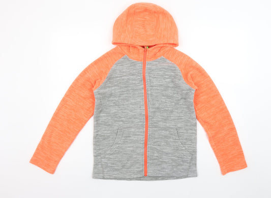 Additional front view of Mountain Warehouse girls’ grey & orange hooded full zip jacket 11-12 years