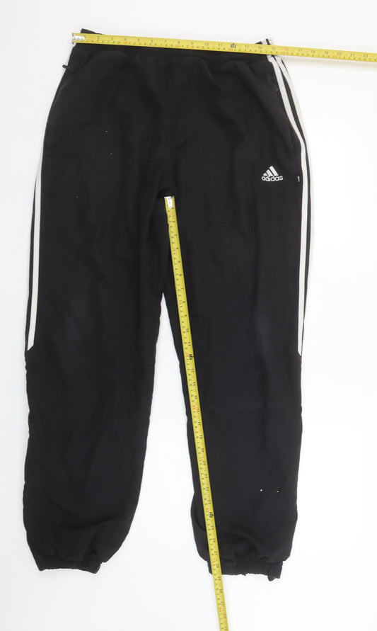 Adidas Men's Black Jogger Trousers Size M Polyester Sportswear