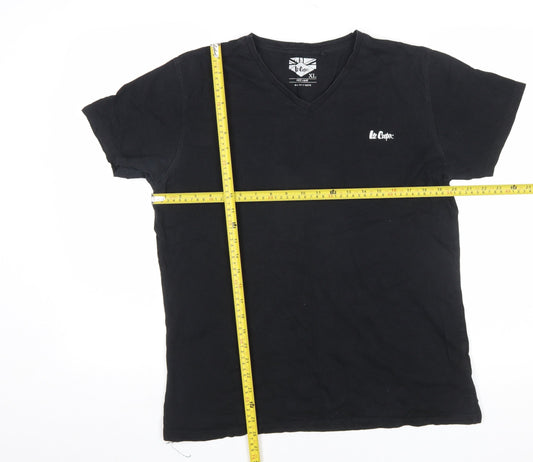 Lee Cooper Men's Black V-Neck Slim Fit T-Shirt XL Cotton