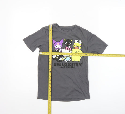 Back view of Sanrio girls’ grey hello kitty graphic t-shirt 6-7 years cotton blend