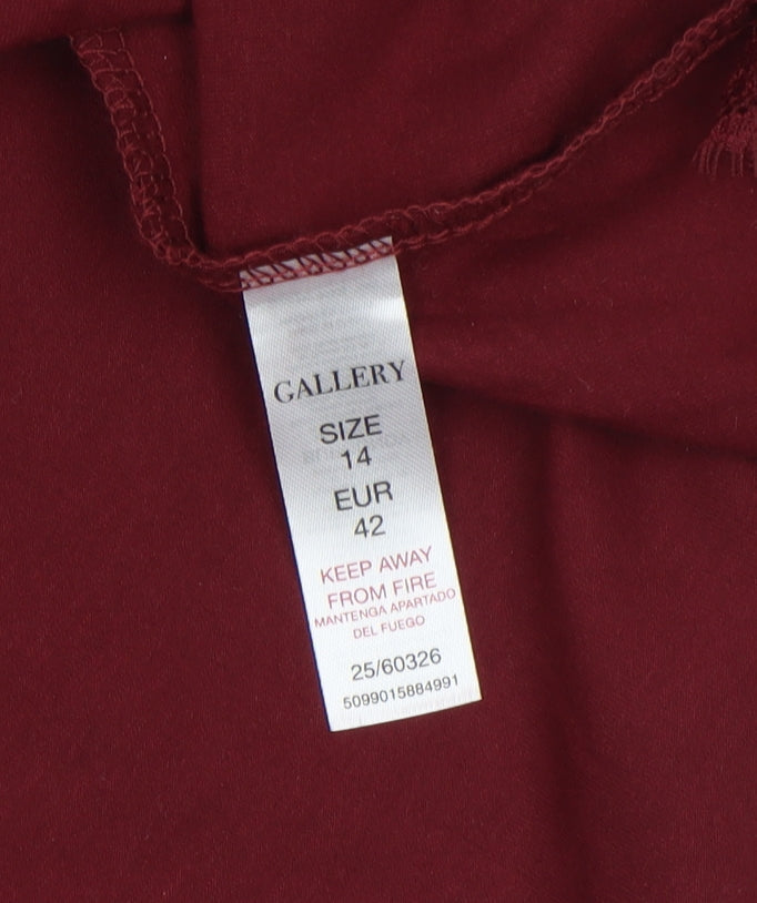 Additional view of Gallery Women's Burgundy Lace Long Sleeve Blouse, size 14