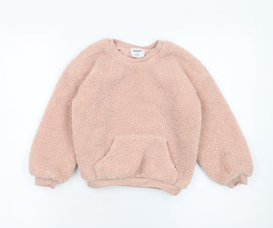 Additional front view of Missguided girls’ pink fleece pullover sweatshirt 6-7 years