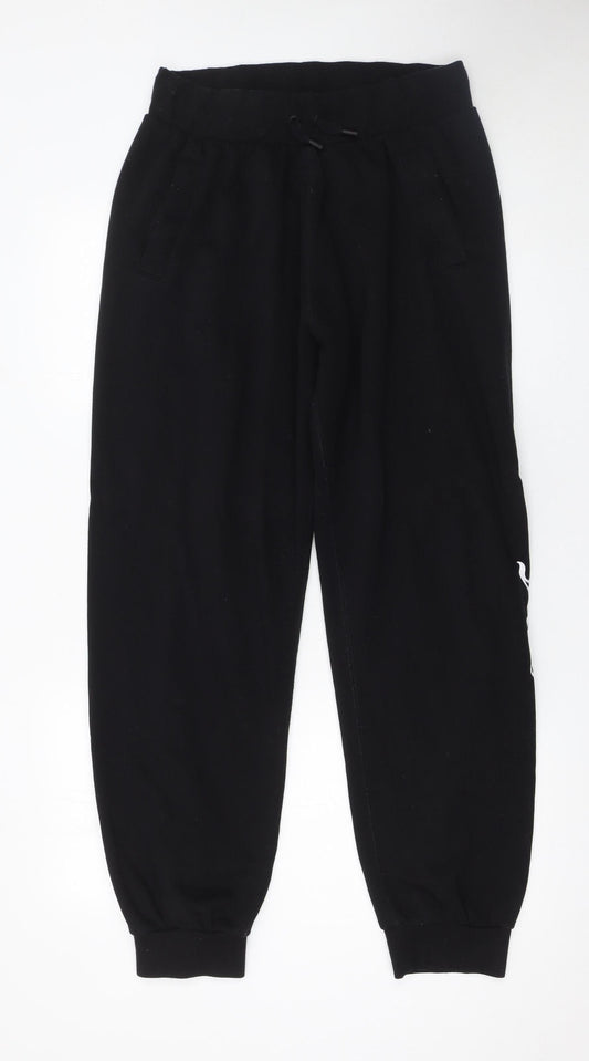 Additional front view of Juicy Couture women’s black jogger sweatpants l logo sport style