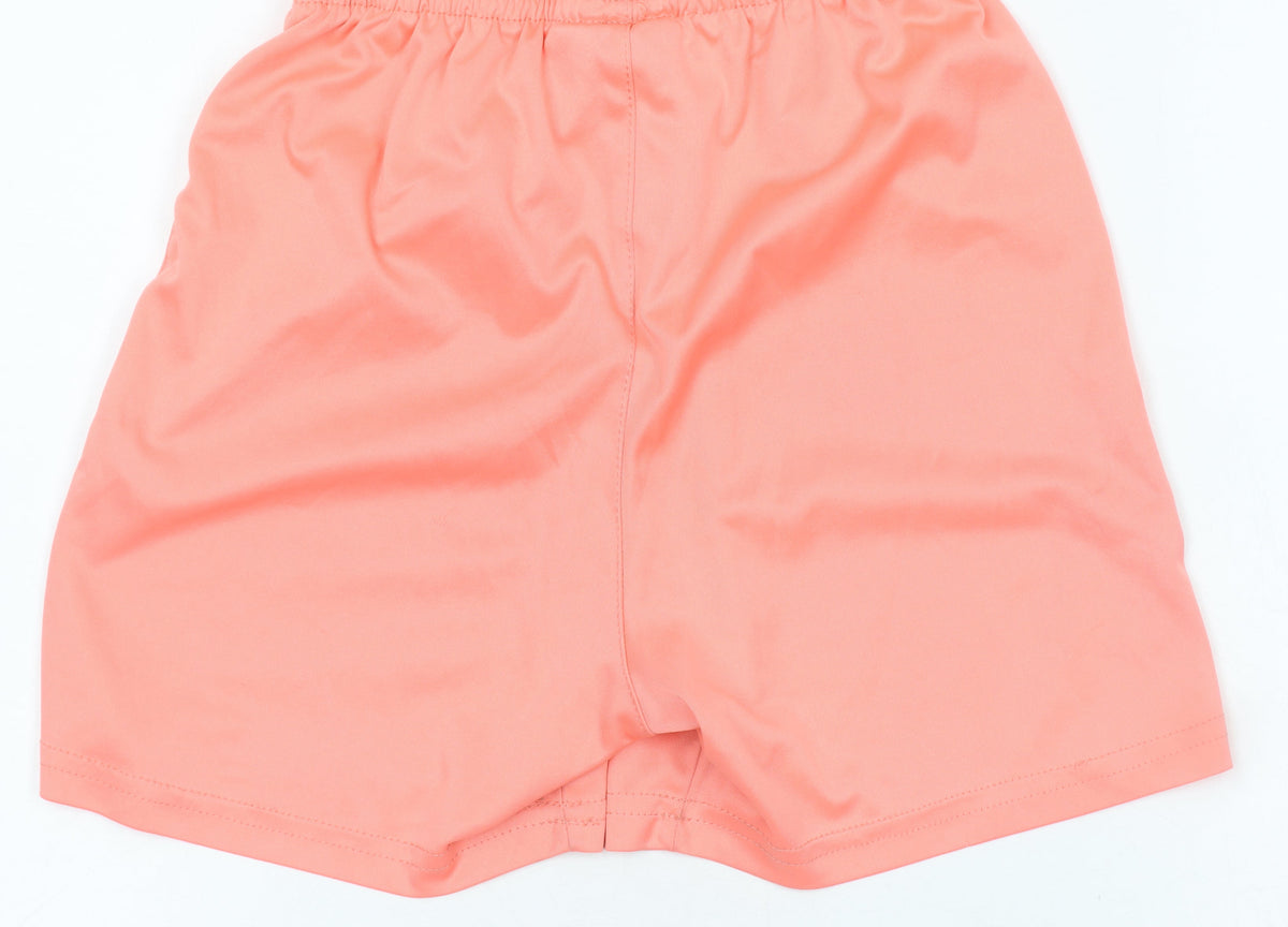 Additional view of FC Barcelona boys’ pink athletic shorts, size 10, lightweight elastic waist