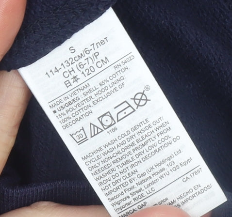 Additional view of Gap boys’ blue full zip hoodie 6-7 years logo fleece sweatshirt