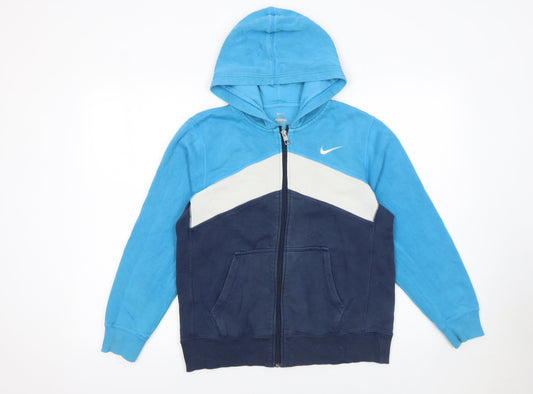 Additional front view of Nike boys’ blue colourblock full zip hoodie 12-13 years