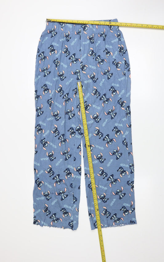 Disney Girls Blue Stitch Pyjama Pants 13-14 Years Cotton Blend Loungewear