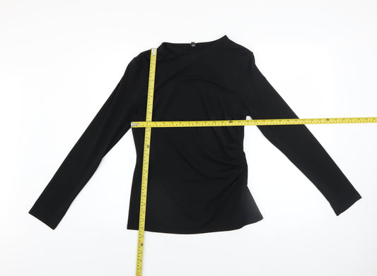 River Island Women's Black Long Sleeve Slim Fit Jersey Blouse Size 10