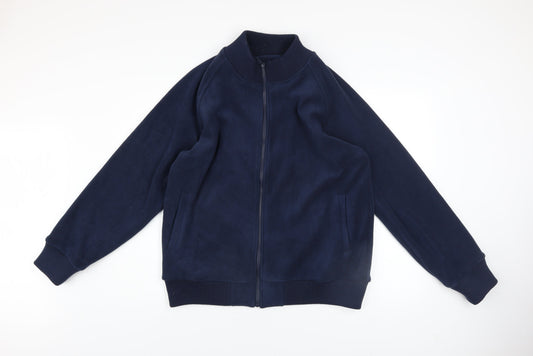 Additional front view of Dunnes Men’s Blue Fleece Bomber Jacket L Full Zip Casual