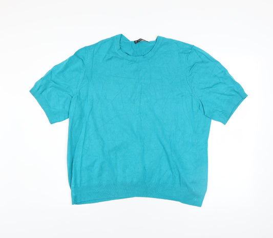 Additional front view of St. Bernard Women’s Blue 2XL Pullover Knit Short Sleeve Jumper