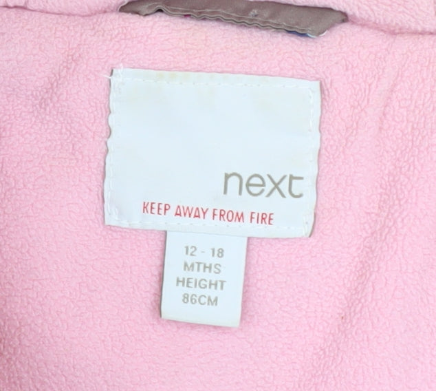 Additional view of Next girls’ brown butterfly puffer coat hooded winter jacket 2 years