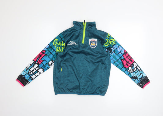 Additional front view of Azzurri boys’ blue graphic 1/4 zip pullover sweatshirt 2 years