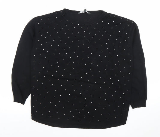 Bonmarché Women’s Black Beaded Long Sleeve Knit Top Size 18