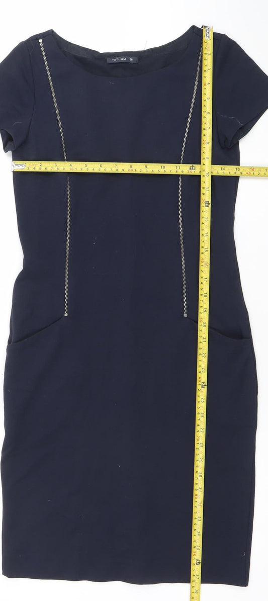 Tatuum Women's Navy Short Sleeve Sheath Dress Size 8