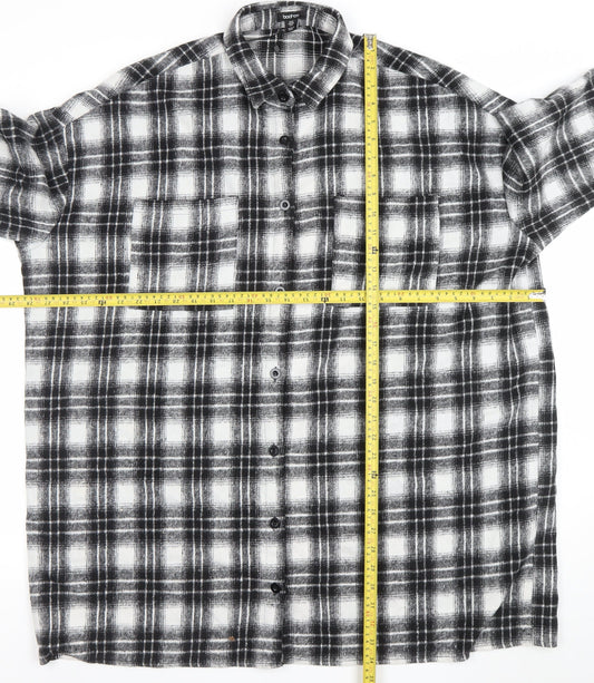 Boohoo Womens Black Check 3/4 Sleeve Shirt Dress Size 10
