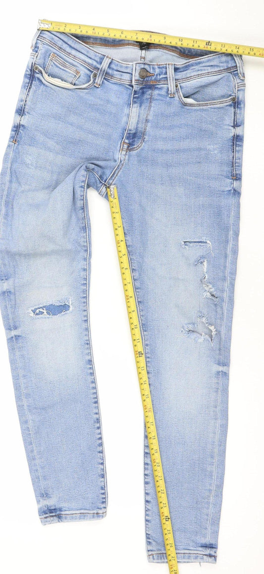 River Island Men’s Blue Skinny Distressed Denim Jeans 30W 30L