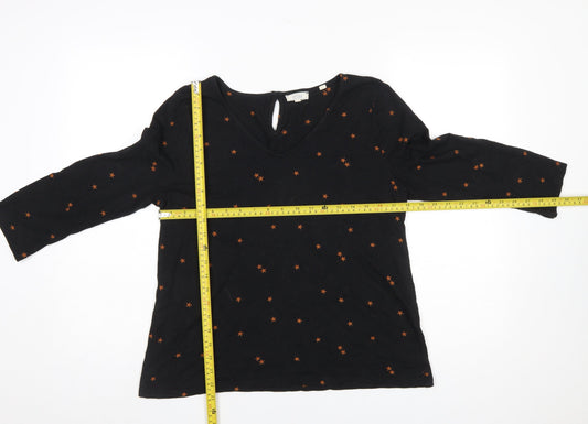 Fat Face Women’s Black Embroidered Star Tunic Blouse Size 12