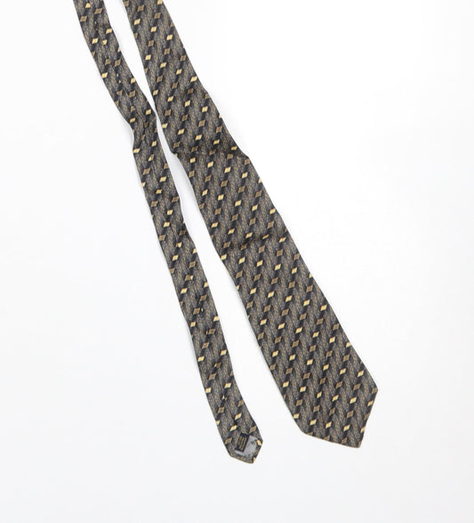 Additional front view of Jaeger Men's Grey Geometric Silk Designer Tie Made in Italy One Size