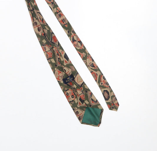 Burton Men's Green Multicoloured Geometric Viscose Slim Tie One Size