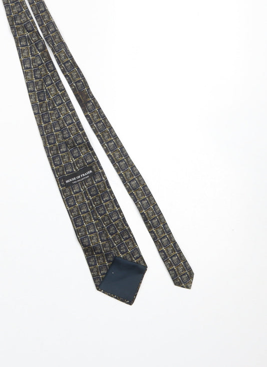 House of Fraser Men's Blue Silk Checked Designer Tie One Size