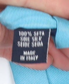 Tommy Hilfiger Men Aqua Blue Striped Silk Tie Slim Designer Made in Italy
