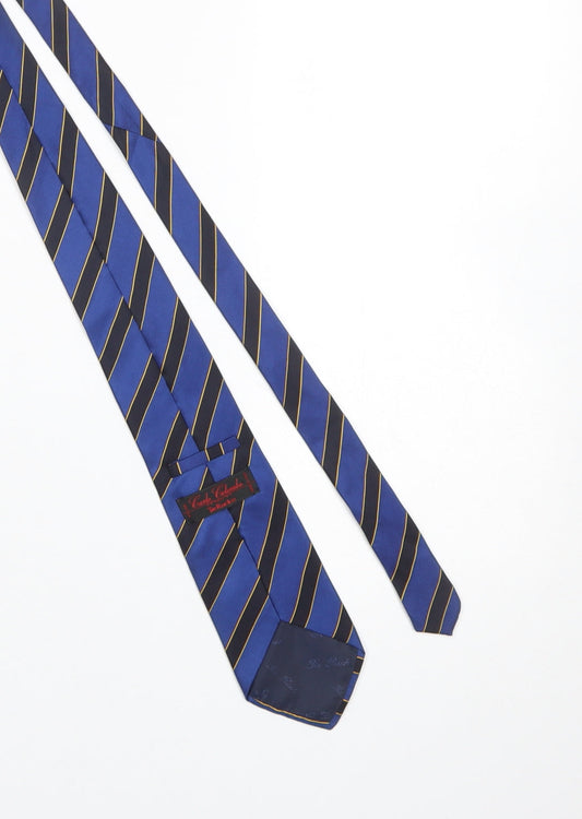 Carlo Colombo Men's Blue Striped Silk Slim Tie Made in Italy