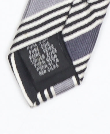 Brand and care label for French Connection Men's Black Striped Slim Silk Tie