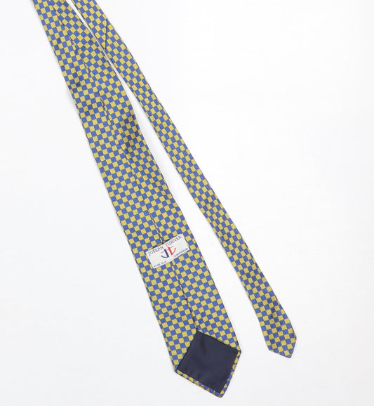 Joseph Turner Men's Blue and Gold Checked Pure Silk Tie