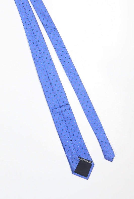John Taylor Men's Blue Silk Paisley Slim Tie