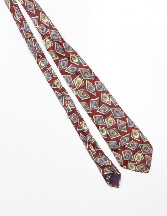 Carlo Collini Men's Red Geometric Pure Silk Tie
