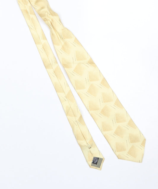 Additional front view of Giorgio Armani Men's Beige Silk Geometric Designer Tie One Size