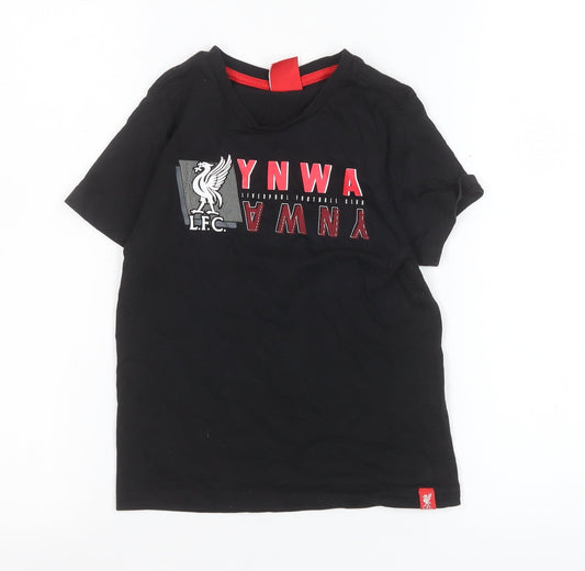 Additional front view of L.F.C. boys’ black 5-6 years logo short sleeve cotton t-shirt